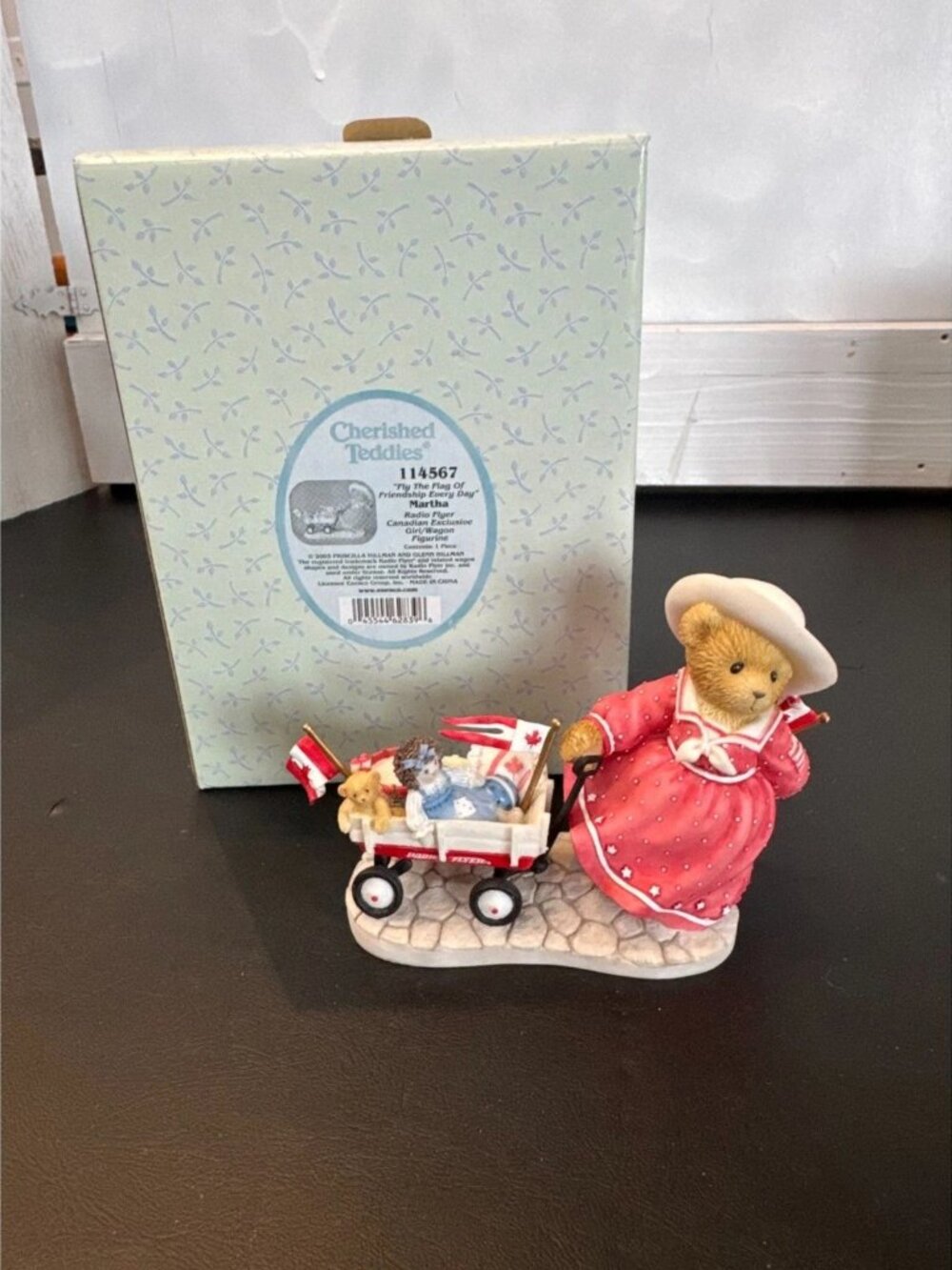 Cherished Teddies 114567 Martha "Fly The Flag Of Friendship Every Day" Figurine